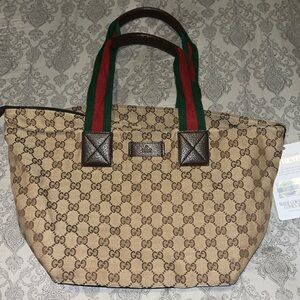 Gucci Web Soft Zip Tote S